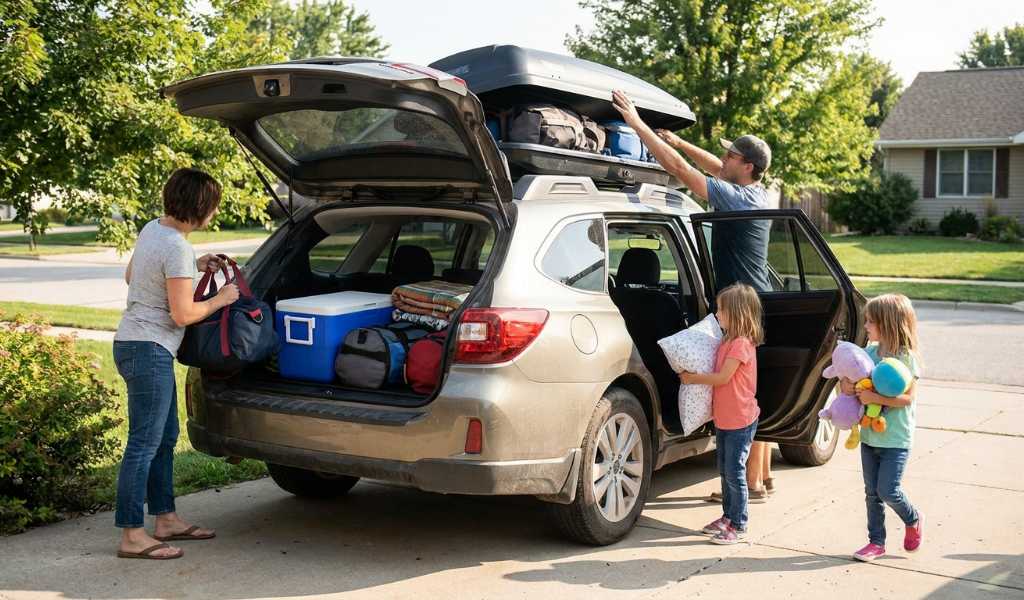 Car seat installation check before a long family drive
