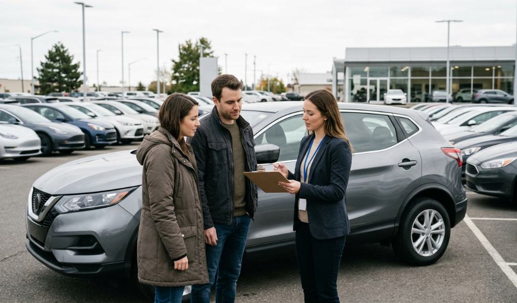 Motorist reviewing lease wear standards and return terms