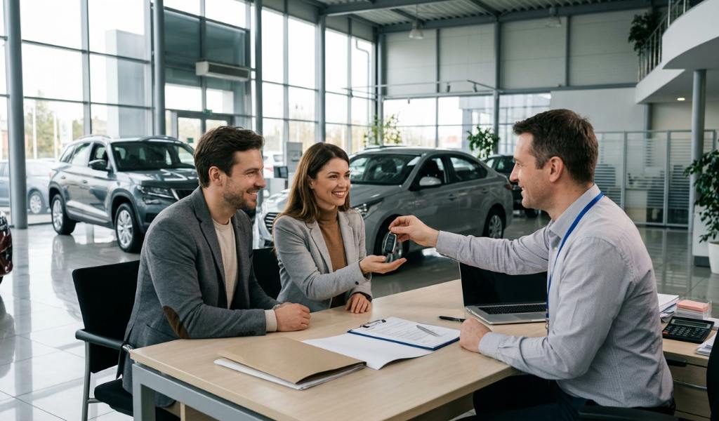 Vehicle inspection checking mileage and wear before lease return